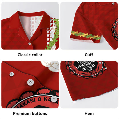 Lahainaluna High School Hawaiian Shirt Puakenikeni Maile Flower Lei