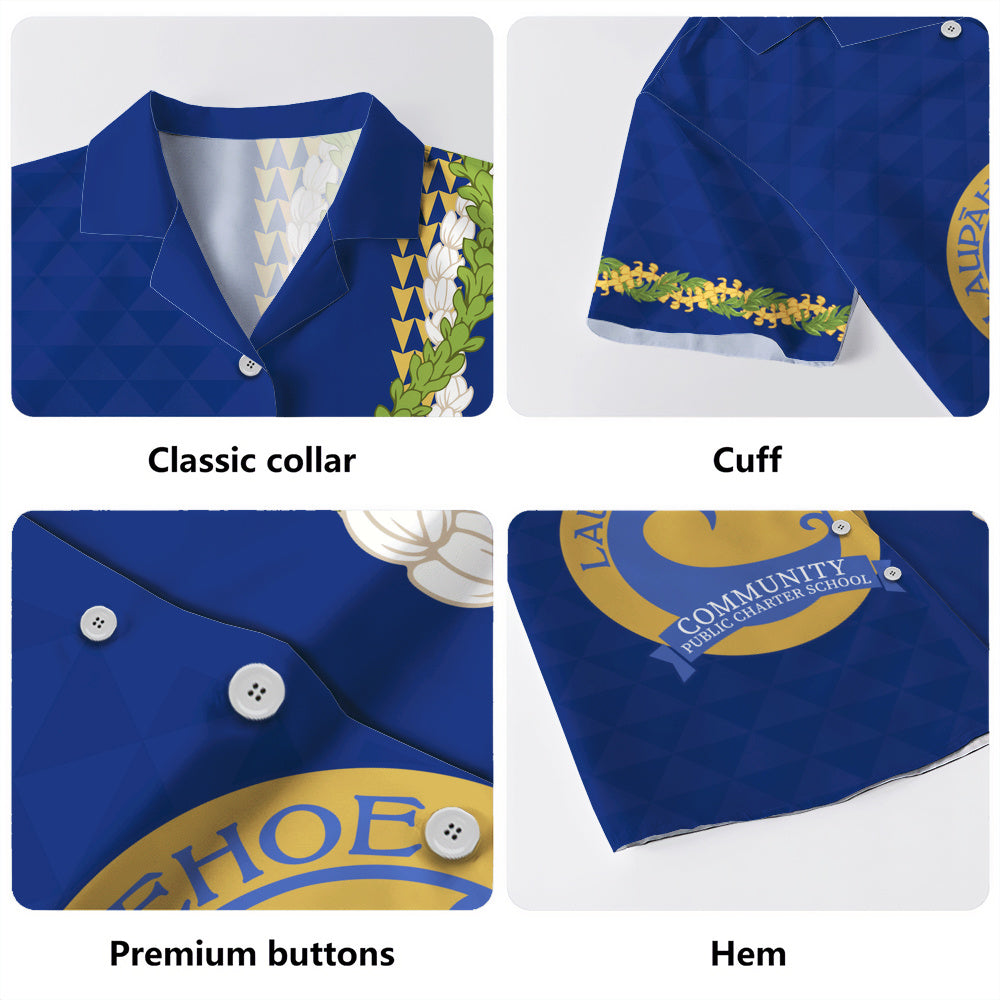 Laupāhoehoe Community Public Charter School Hawaiian Shirt Puakenikeni Maile Flower Lei