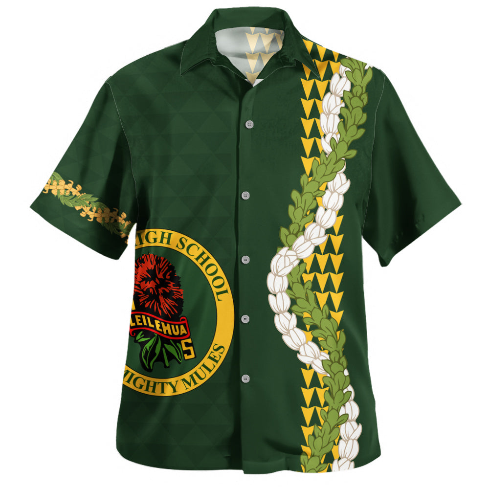 Leilehua High School Hawaiian Shirt Puakenikeni Maile Flower Lei