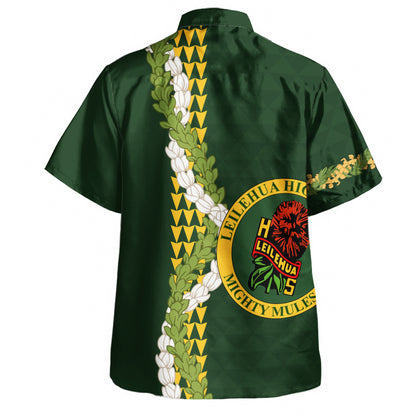 Leilehua High School Hawaiian Shirt Puakenikeni Maile Flower Lei