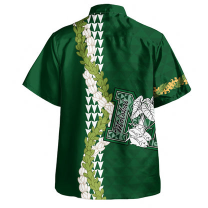Molokaʻi High School Hawaiian Shirt Puakenikeni Maile Flower Lei