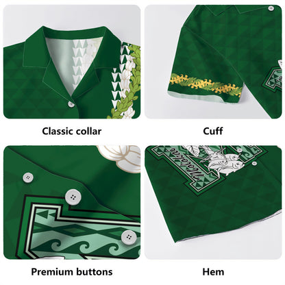 Molokaʻi High School Hawaiian Shirt Puakenikeni Maile Flower Lei