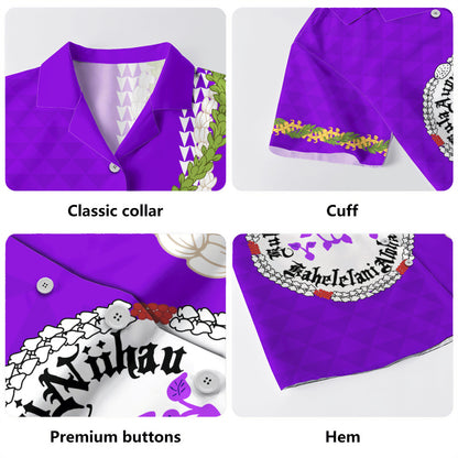Ni'ihau High and Elementary School Hawaiian Shirt Puakenikeni Maile Flower Lei
