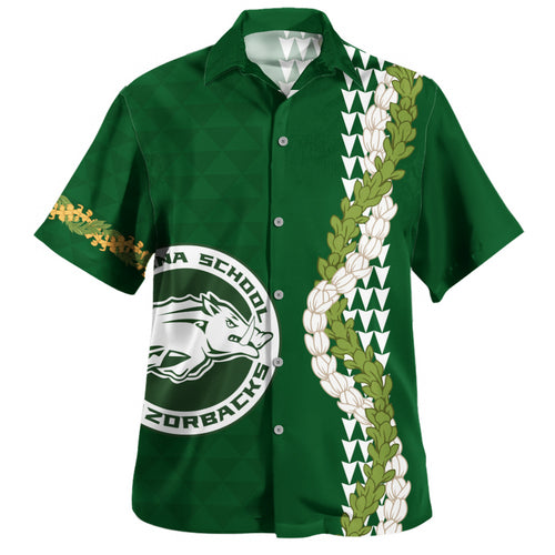 Olomana High & Intermediate School Hawaiian Shirt Puakenikeni Maile Flower Lei