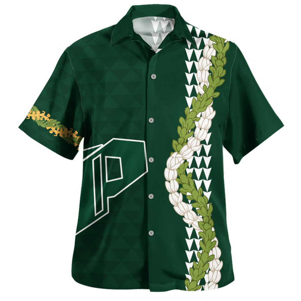 Pahoa High and Intermediate School Hawaiian Shirt Puakenikeni Maile Flower Lei