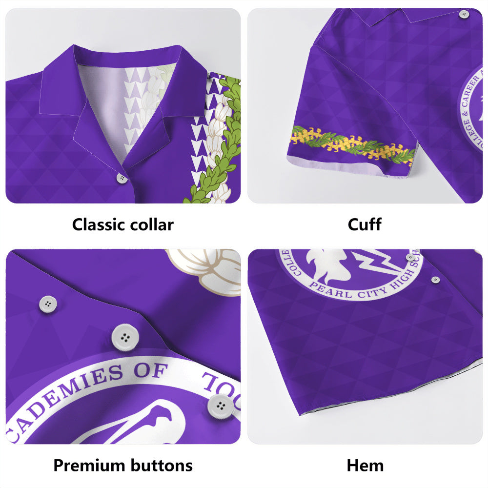 Pearl City High School (Hawaii) Hawaiian Shirt Puakenikeni Maile Flower Lei