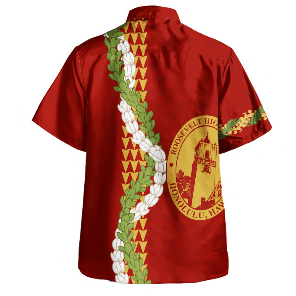 President Theodore Roosevelt High School Hawaiian Shirt Puakenikeni Maile Flower Lei