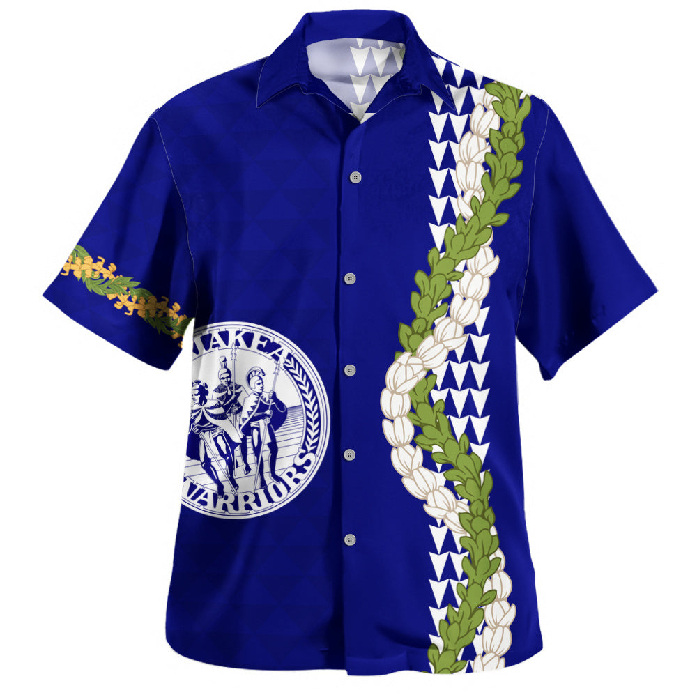 Waiakea High School Hawaiian Shirt Puakenikeni Maile Flower Lei