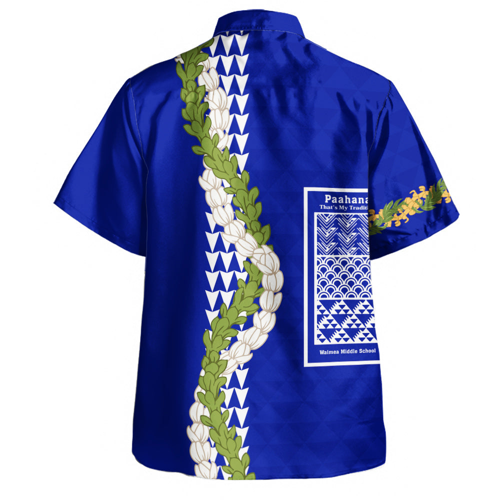 Waimea Middle Public Conversion Charter School Hawaiian Shirt Puakenikeni Maile Flower Lei