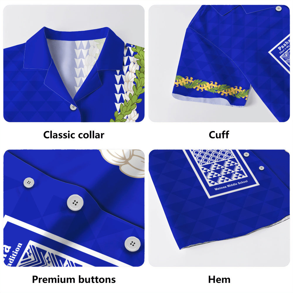 Waimea Middle Public Conversion Charter School Hawaiian Shirt Puakenikeni Maile Flower Lei