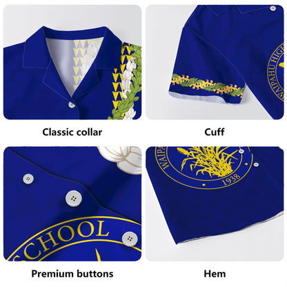 Waipahu High School Hawaiian Shirt Puakenikeni Maile Flower Lei