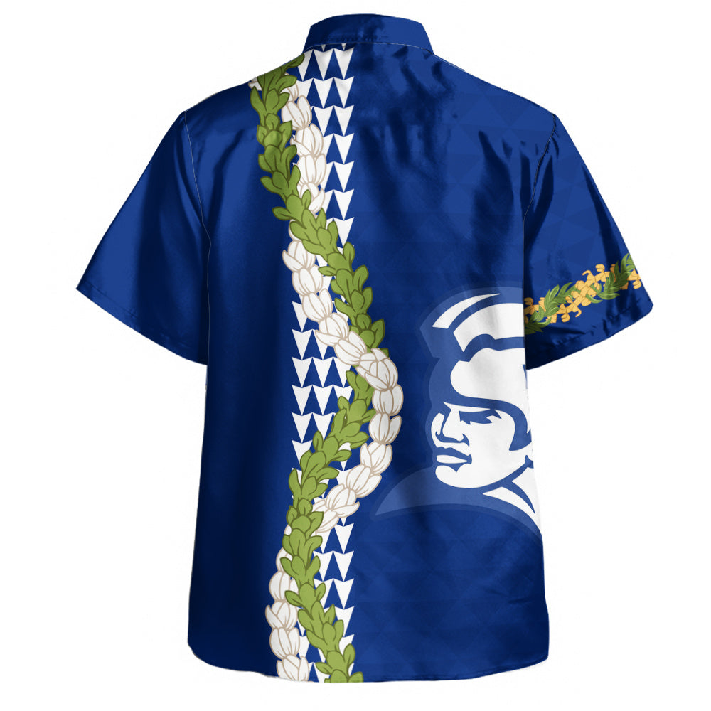 Waimea High School Hawaiian Shirt Puakenikeni Maile Flower Lei