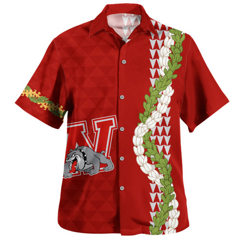 Waialua High and Intermediate School Hawaiian Shirt Puakenikeni Maile Flower Lei