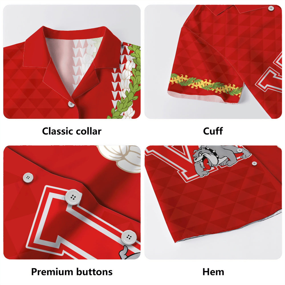 Waialua High and Intermediate School Hawaiian Shirt Puakenikeni Maile Flower Lei