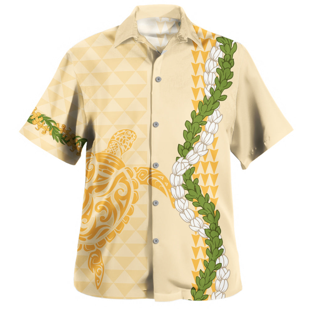 Hawaii Hawaiian Shirt Turtle Puakenikeni Maile Flower Lei
