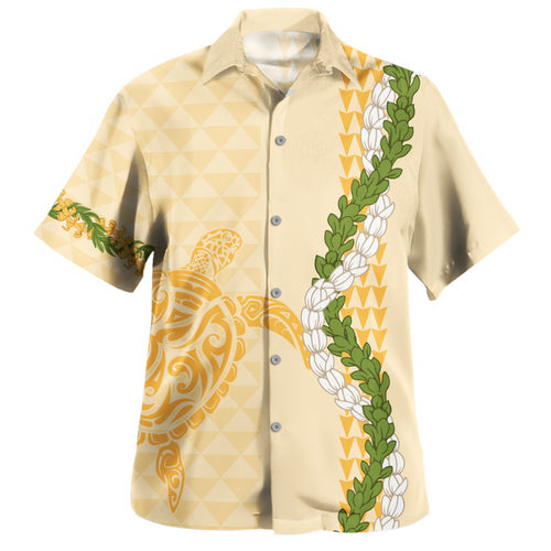 Hawaii Hawaiian Shirt Turtle Puakenikeni Maile Flower Lei
