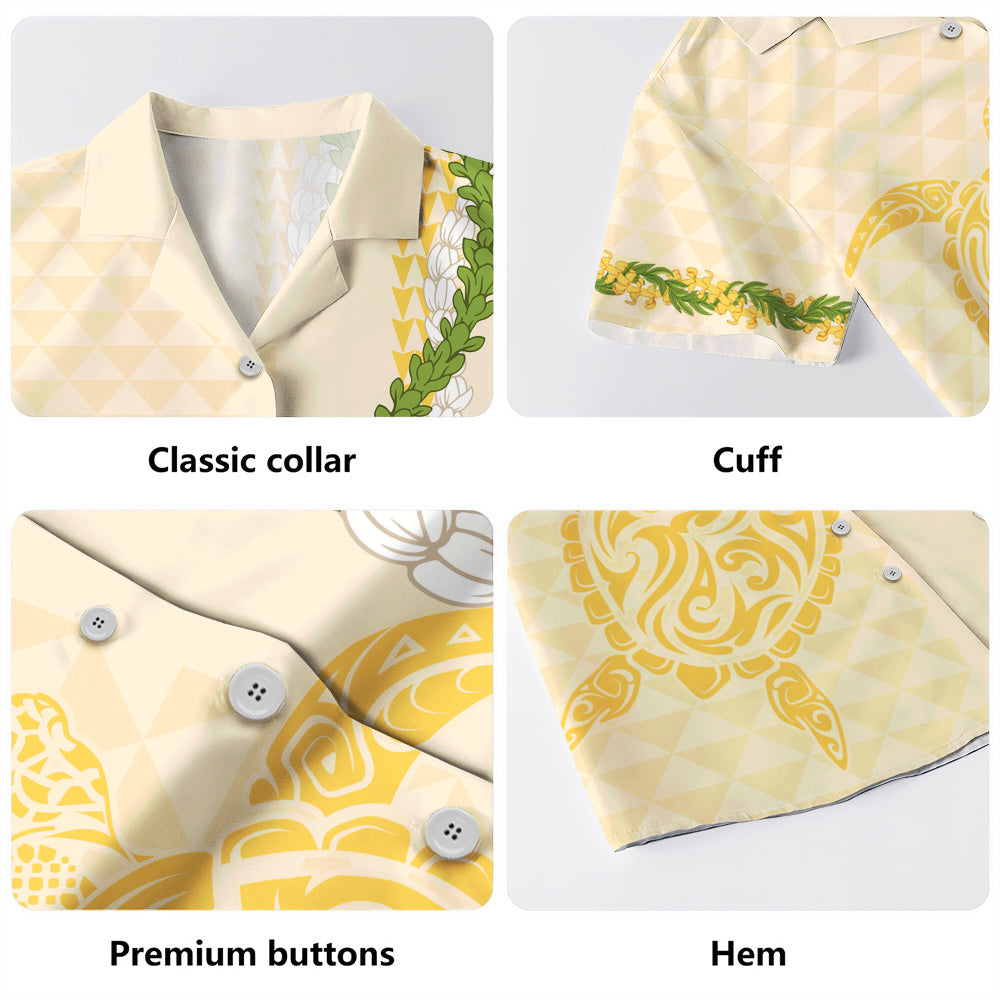 Hawaii Hawaiian Shirt Turtle Puakenikeni Maile Flower Lei