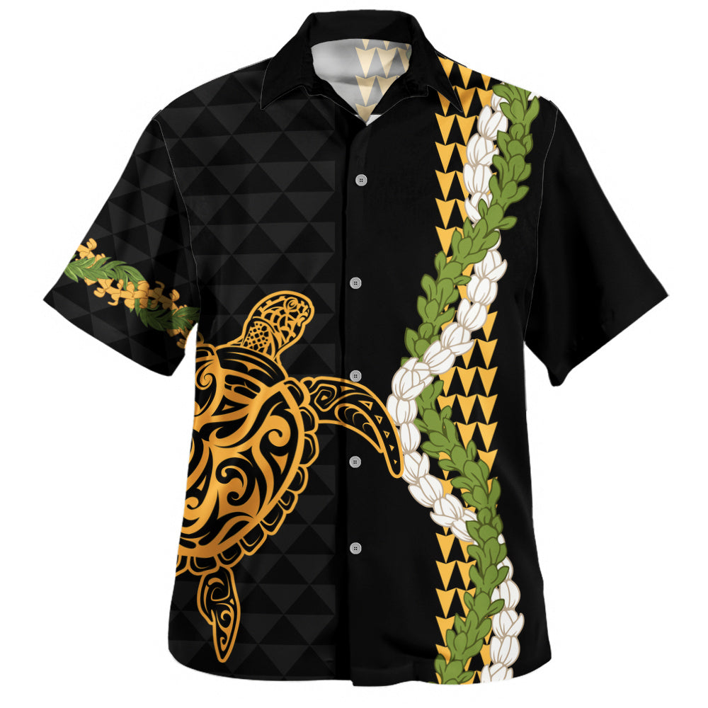 Hawaii Hawaiian Shirt Turtle Puakenikeni Maile Flower Lei