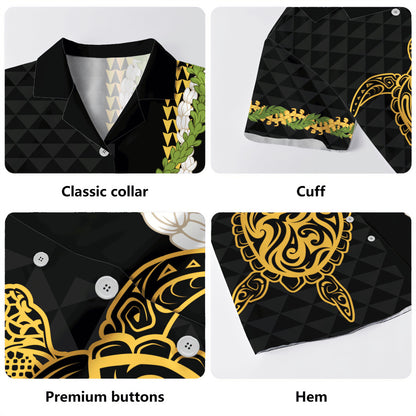 Hawaii Hawaiian Shirt Turtle Puakenikeni Maile Flower Lei