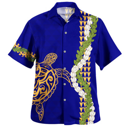 Hawaii Hawaiian Shirt Turtle Puakenikeni Maile Flower Lei