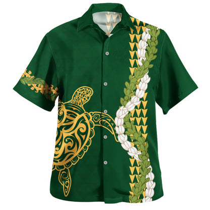 Hawaii Hawaiian Shirt Turtle Puakenikeni Maile Flower Lei