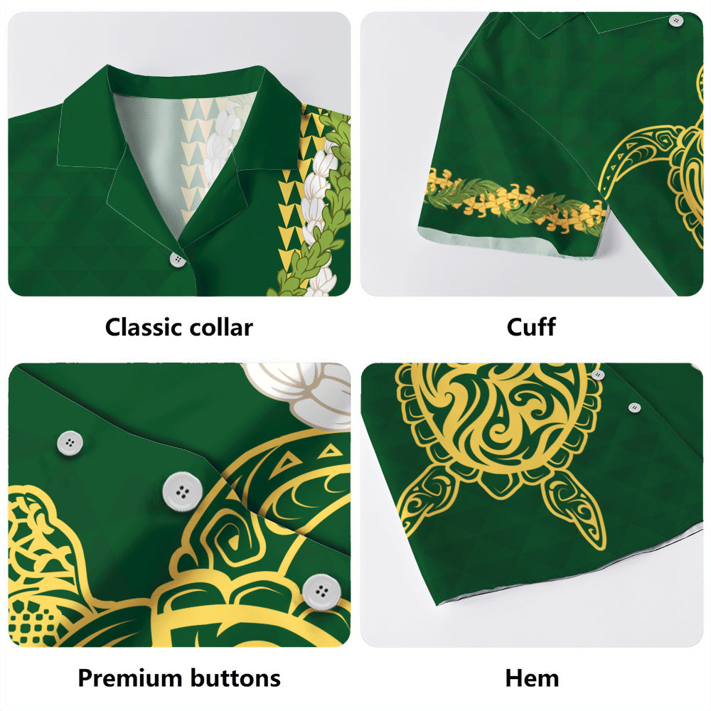 Hawaii Hawaiian Shirt Turtle Puakenikeni Maile Flower Lei