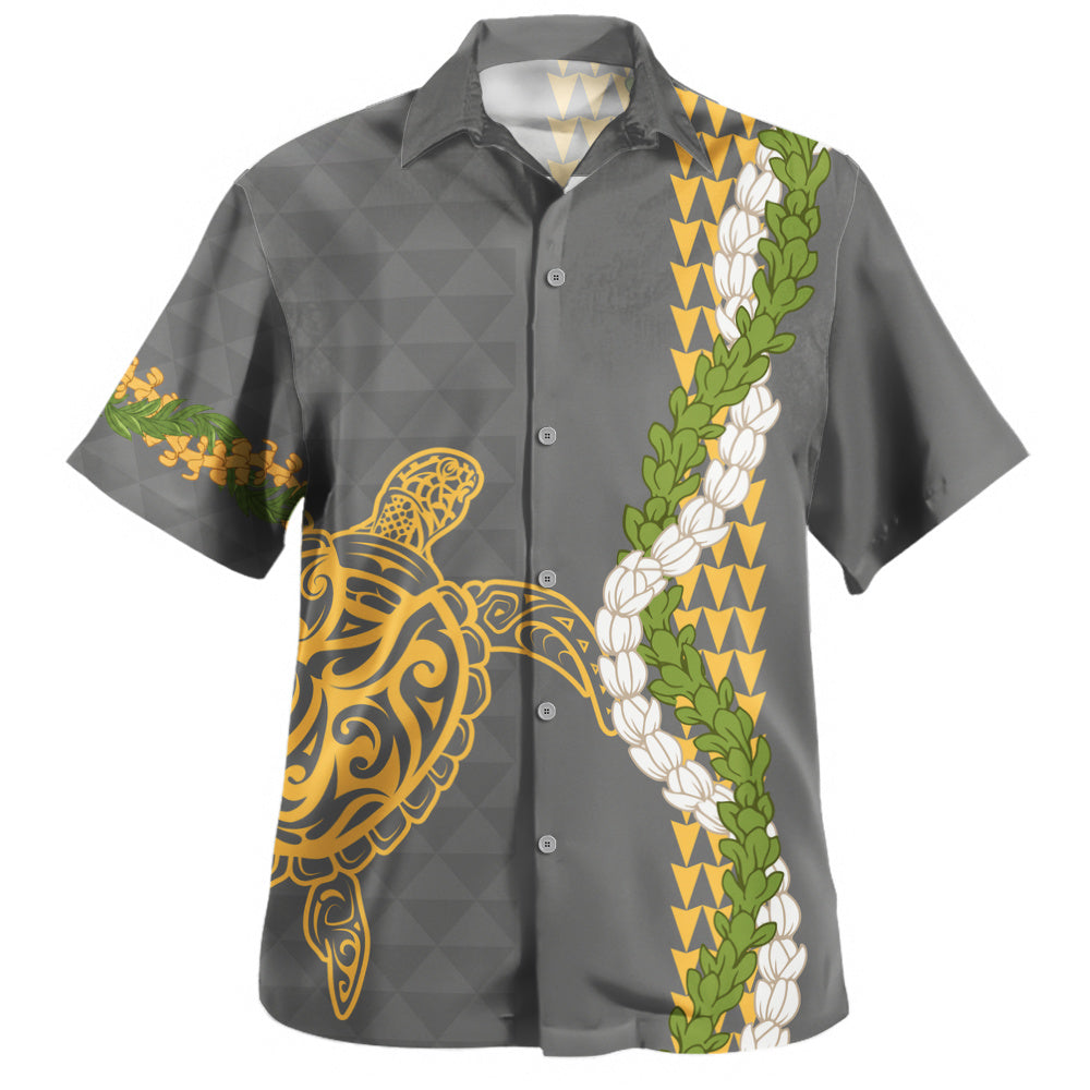 Hawaii Hawaiian Shirt Turtle Puakenikeni Maile Flower Lei