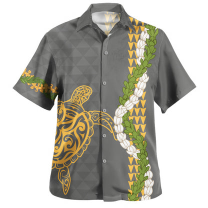Hawaii Hawaiian Shirt Turtle Puakenikeni Maile Flower Lei