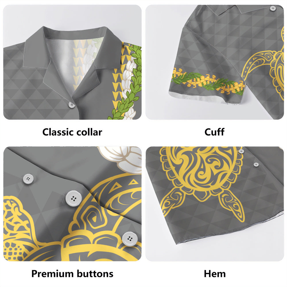 Hawaii Hawaiian Shirt Turtle Puakenikeni Maile Flower Lei