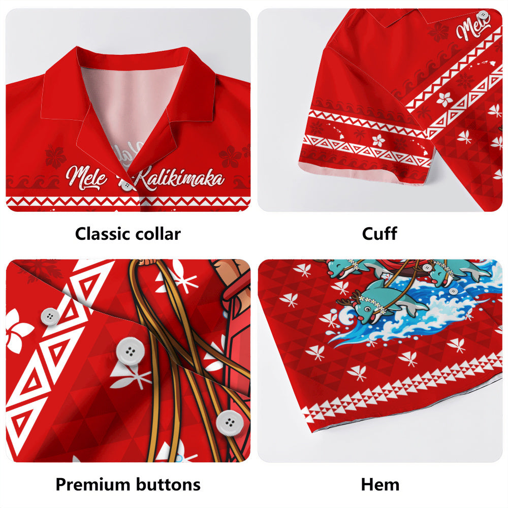 Hawaii Hawaiian Shirt Mele Kalikimaka Dolphin Sleigh Christmas