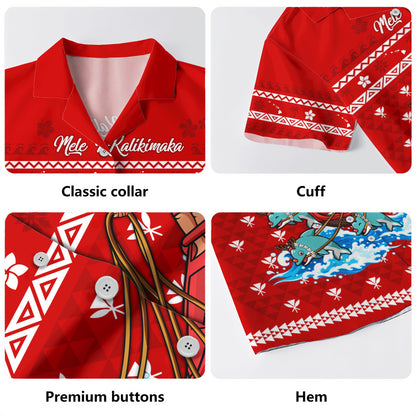 Hawaii Hawaiian Shirt Mele Kalikimaka Dolphin Sleigh Christmas