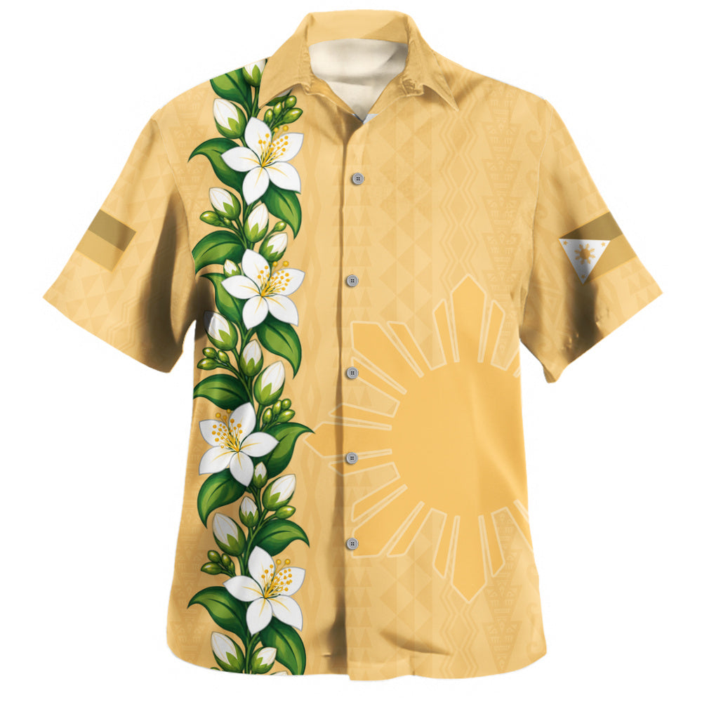 Philippines Filipinos Hawaiian Shirt Sampaguita Flower Tribal Polynesian Sun Island Style