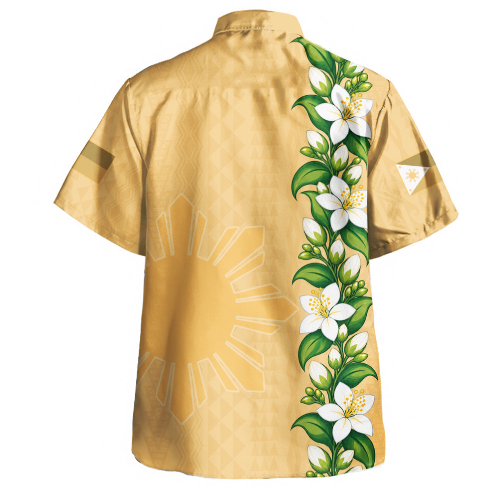 Philippines Filipinos Hawaiian Shirt Sampaguita Flower Tribal Polynesian Sun Island Style