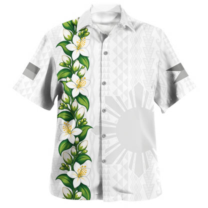 Philippines Filipinos Hawaiian Shirt Sampaguita Flower Tribal Polynesian Sun Island Style