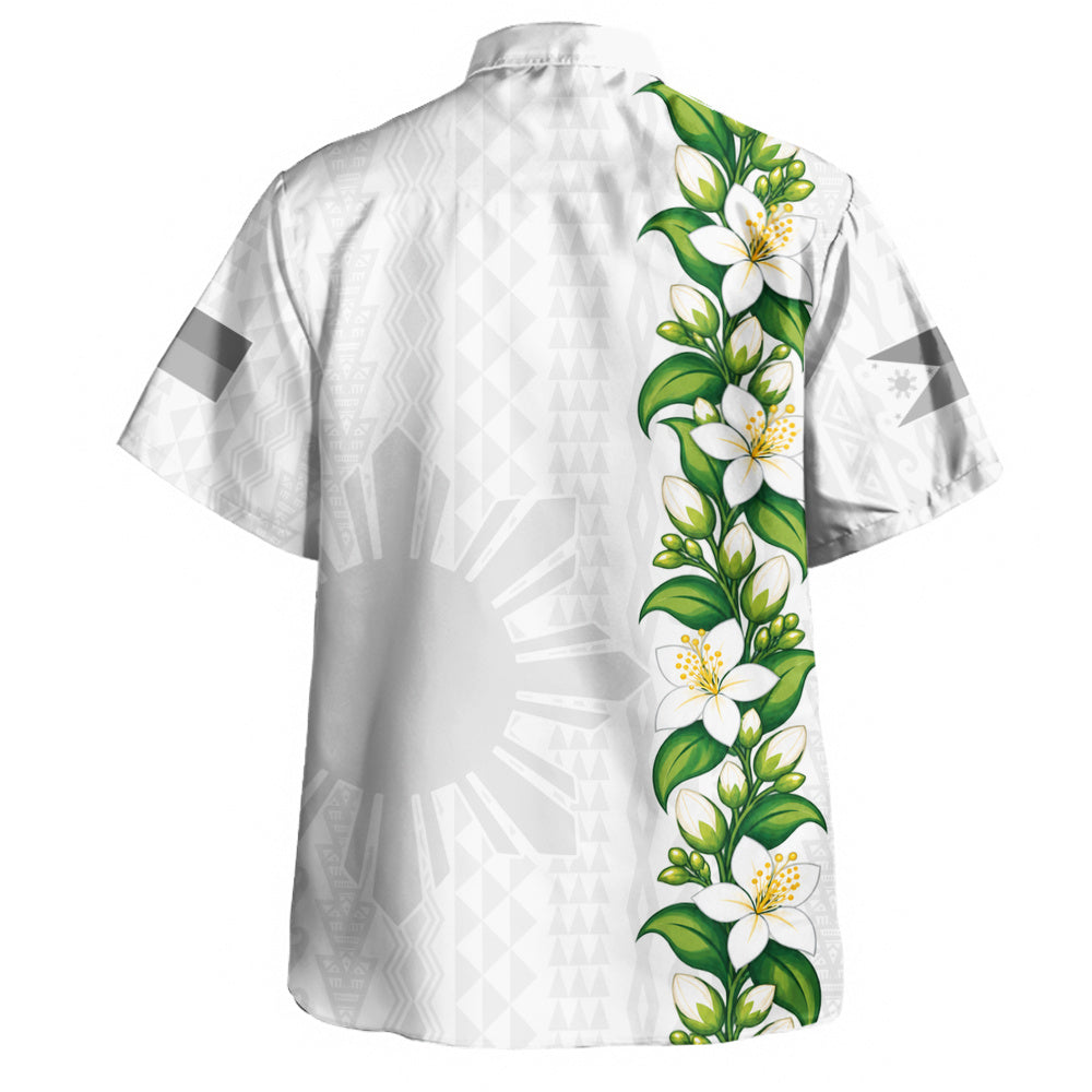 Philippines Filipinos Hawaiian Shirt Sampaguita Flower Tribal Polynesian Sun Island Style