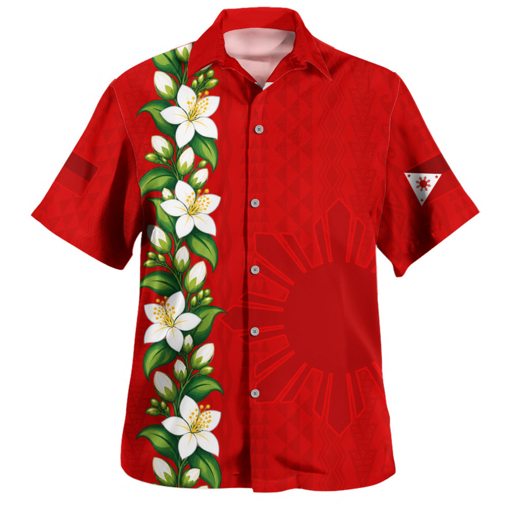 Philippines Filipinos Hawaiian Shirt Sampaguita Flower Tribal Polynesian Sun Island Style