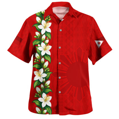 Philippines Filipinos Hawaiian Shirt Sampaguita Flower Tribal Polynesian Sun Island Style