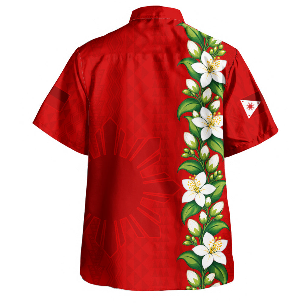 Philippines Filipinos Hawaiian Shirt Sampaguita Flower Tribal Polynesian Sun Island Style