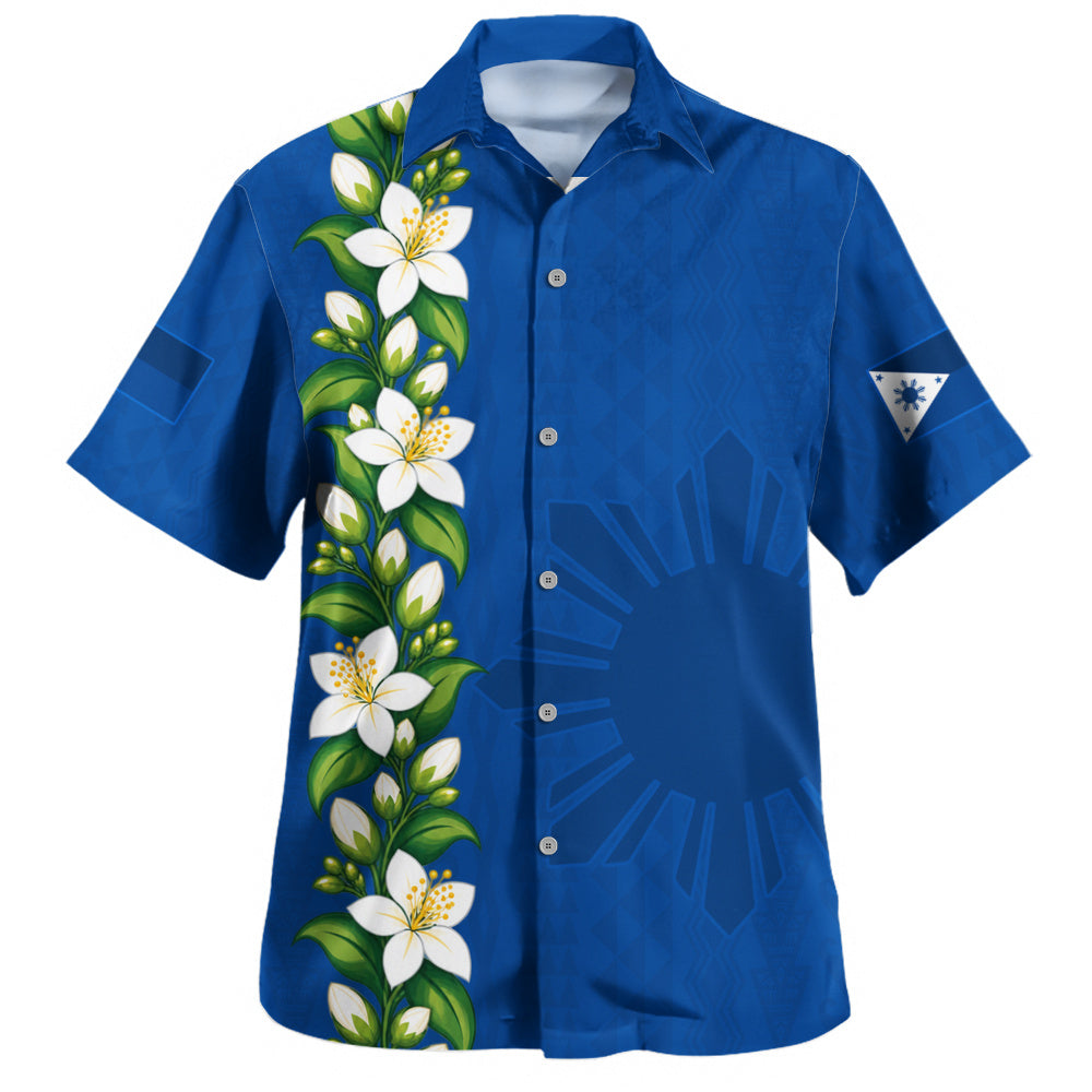 Philippines Filipinos Hawaiian Shirt Sampaguita Flower Tribal Polynesian Sun Island Style