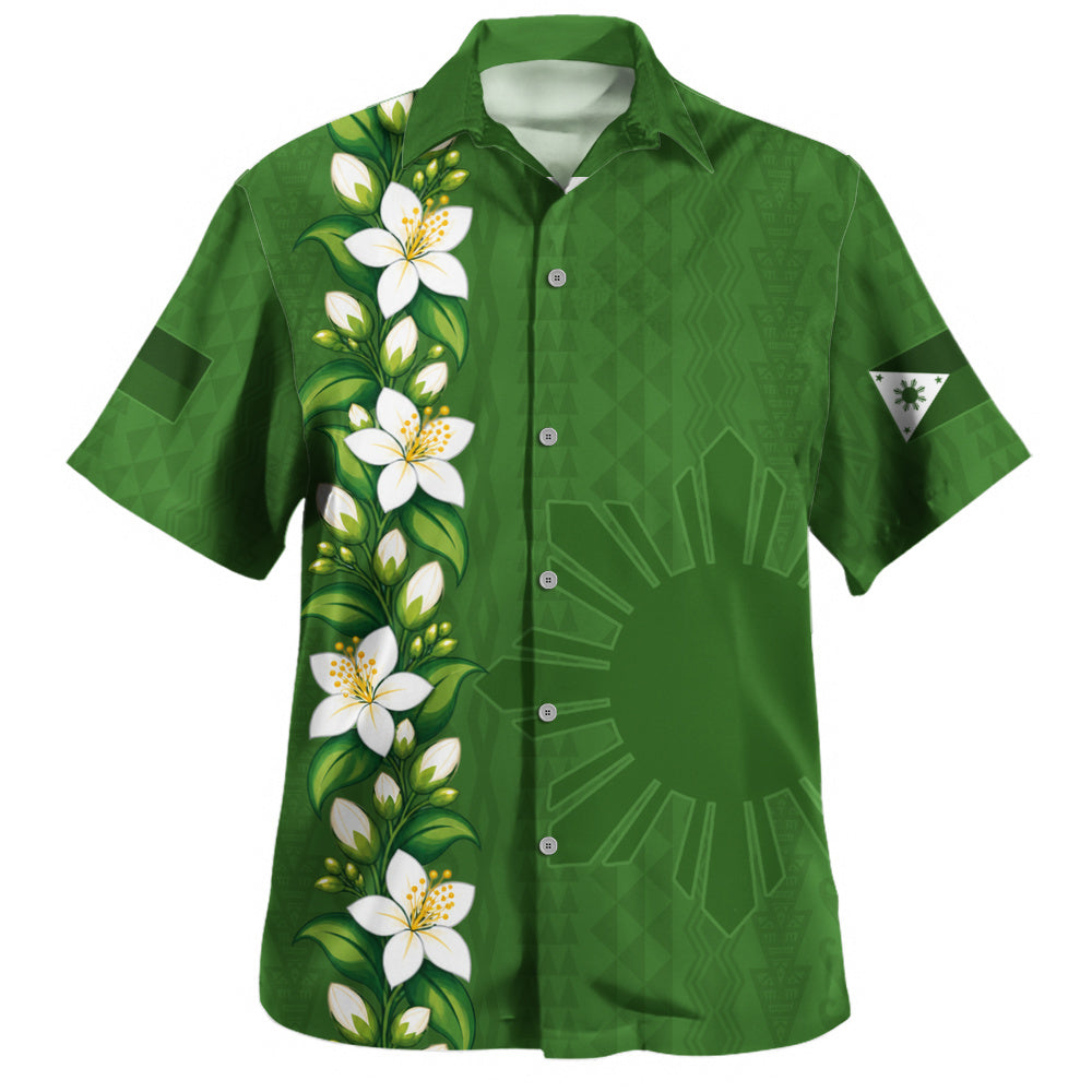 Philippines Filipinos Hawaiian Shirt Sampaguita Flower Tribal Polynesian Sun Island Style