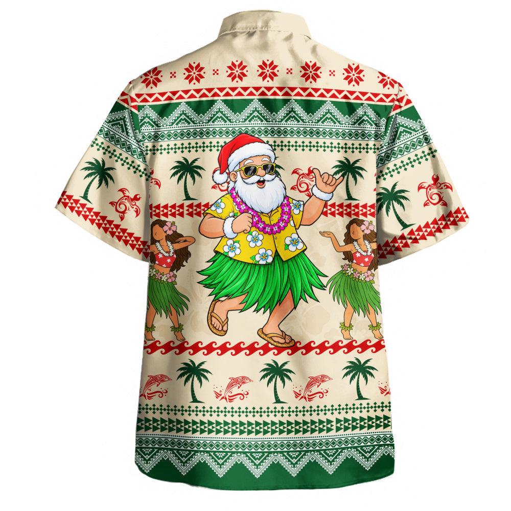 Hawaii Hawaiian Shirt Mele Kalikimaka Tropical Hula Santa