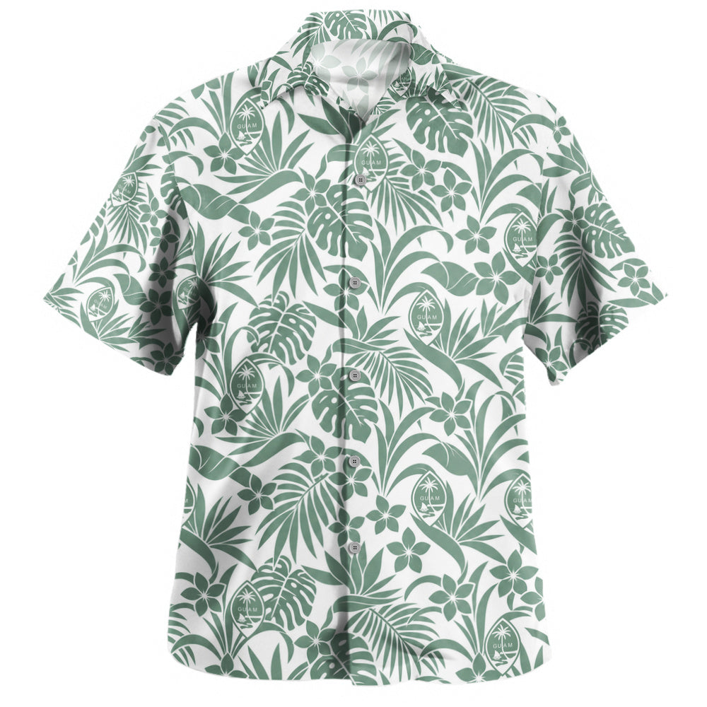 Guam Hawaiian Shirt Sage Green Tropical Aloha Pattern