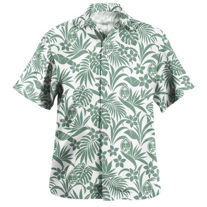 Guam Hawaiian Shirt Sage Green Tropical Aloha Pattern