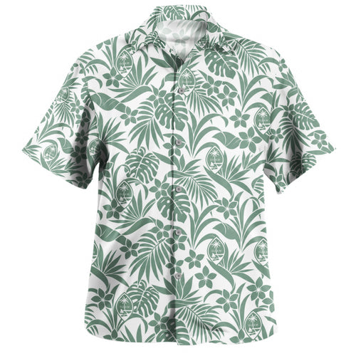 Guam Hawaiian Shirt Sage Green Tropical Aloha Pattern