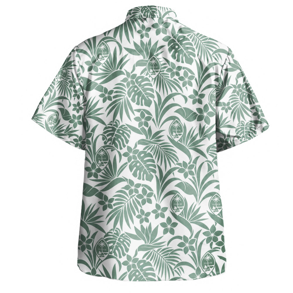 Guam Hawaiian Shirt Sage Green Tropical Aloha Pattern