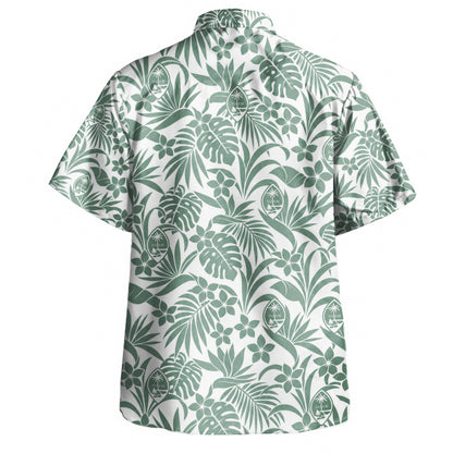 Guam Hawaiian Shirt Sage Green Tropical Aloha Pattern