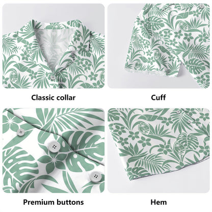 Guam Hawaiian Shirt Sage Green Tropical Aloha Pattern