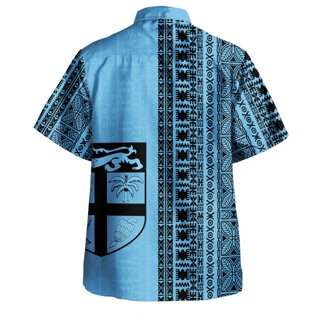 Fiji Hawaiian Shirt Fijian Flag National Crest Masi Tribal Heritage
