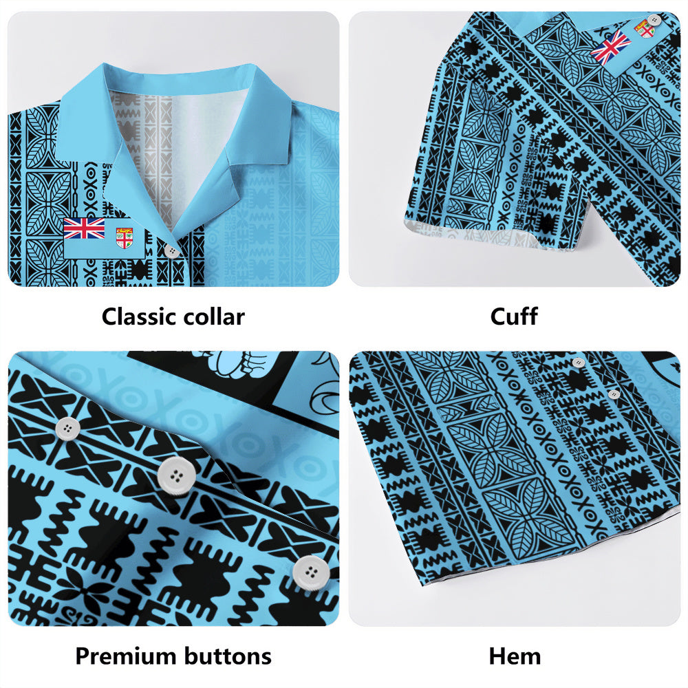 Fiji Hawaiian Shirt Fijian Flag National Crest Masi Tribal Heritage