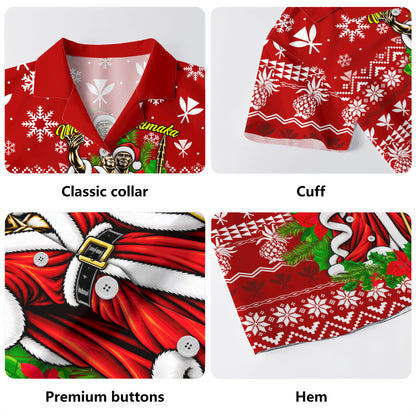 Hawaii Hawaiian Shirt Mele Kalikimaka King Kamehameha Santa Polynesian Holiday Spirit